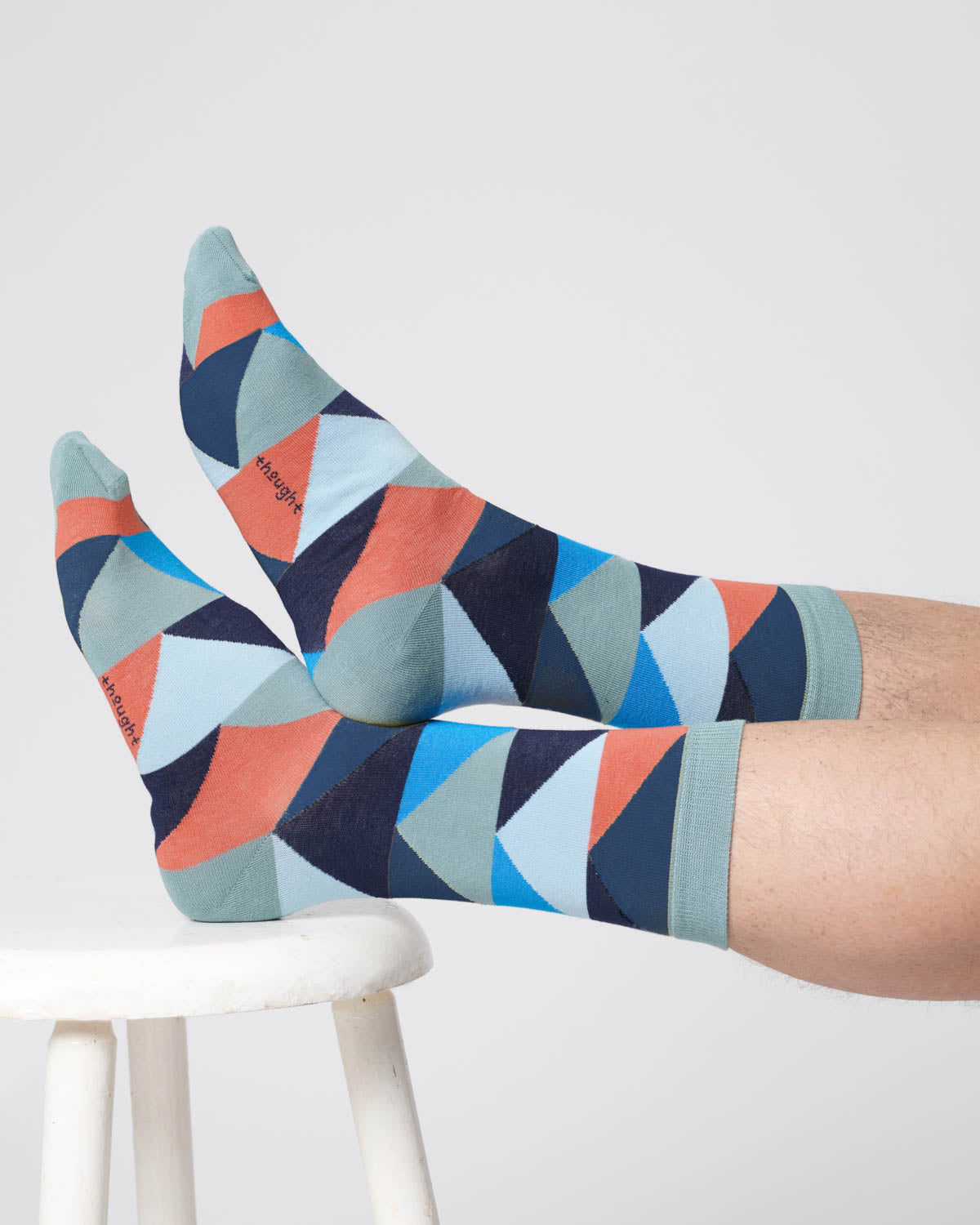 Mens Abstract Triangle Organic Cotton Socks - Lagoon Green