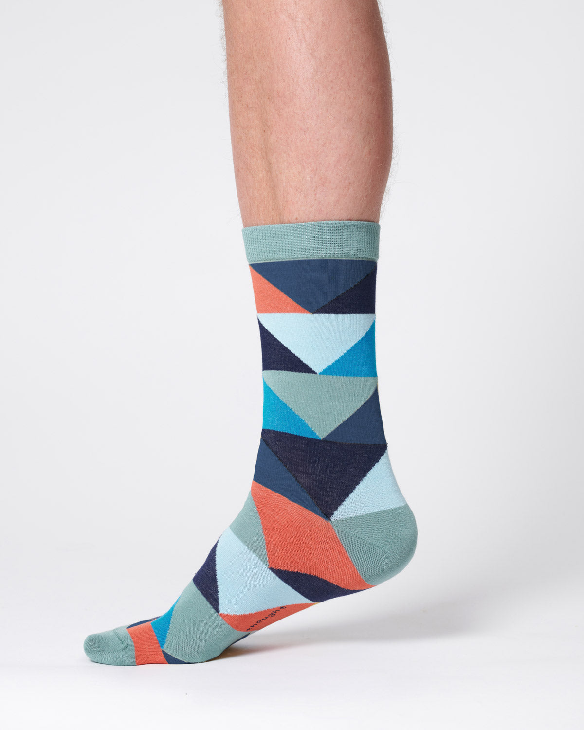 Mens Abstract Triangle Organic Cotton Socks - Lagoon Green