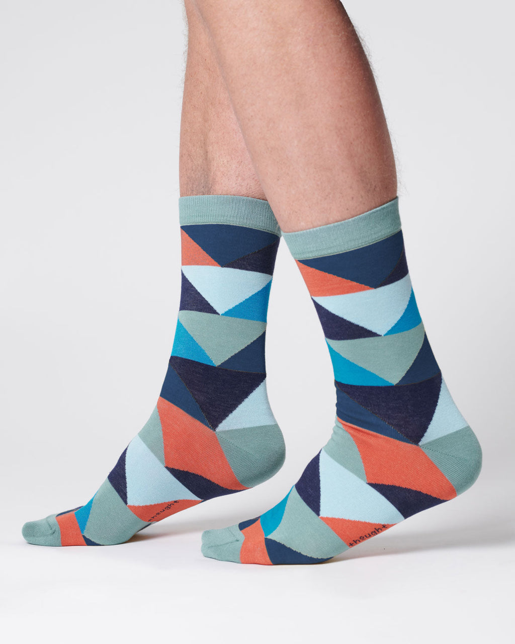 Mens Abstract Triangle Organic Cotton Socks - Lagoon Green
